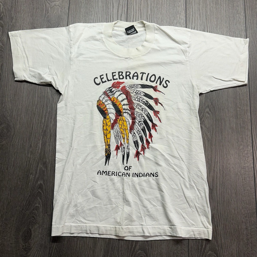 Vintage Celebrations of American Indians Medium T-Shirt White Mens Screen Stars